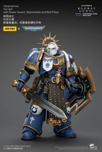 Warhammer 40,000 Action Figure Ultramarines Torvald with Power Sword, Stormshield and Bolt Pistol 13 cm