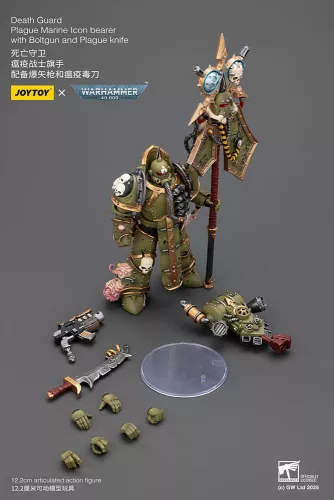 Warhammer 40,000 Action Figure Death Guard Plague Marine Icon bearer with Boltgun and Plague knife 12 cm