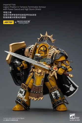 Warhammer Imperial Fists Action Figure Legion Praetor in Tartaros Terminator Armourwith Power Sword and Vigil Storm Shield 14 cm