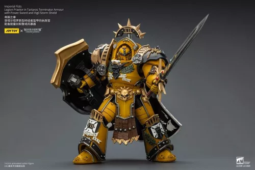 Warhammer Imperial Fists Action Figure Legion Praetor in Tartaros Terminator Armourwith Power Sword and Vigil Storm Shield 14 cm