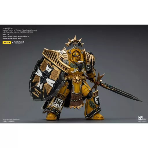 Warhammer Imperial Fists Action Figure Legion Praetor in Tartaros Terminator Armourwith Power Sword and Vigil Storm Shield 14 cm
