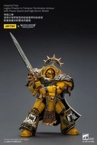 Warhammer Imperial Fists Action Figure Legion Praetor in Tartaros Terminator Armourwith Power Sword and Vigil Storm Shield 14 cm