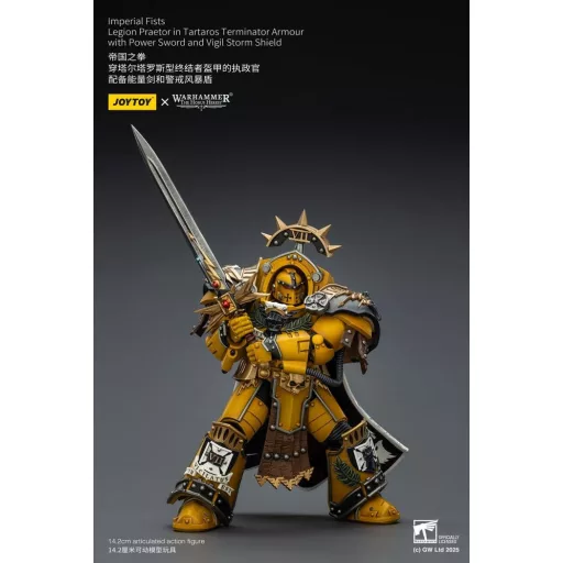 Warhammer Imperial Fists Action Figure Legion Praetor in Tartaros Terminator Armourwith Power Sword and Vigil Storm Shield 14 cm