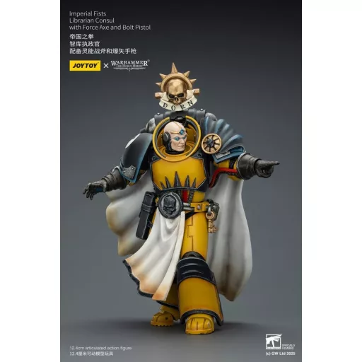 Warhammer Imperial Fists Action Figure Librarian Consulwith Force Axe and Bolt Pistol 12 cm
