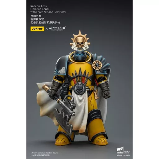 Warhammer Imperial Fists Action Figure Librarian Consulwith Force Axe and Bolt Pistol 12 cm
