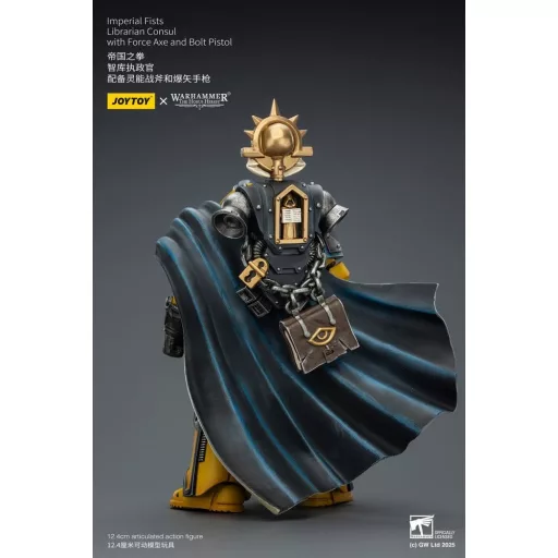 Warhammer Imperial Fists Action Figure Librarian Consulwith Force Axe and Bolt Pistol 12 cm