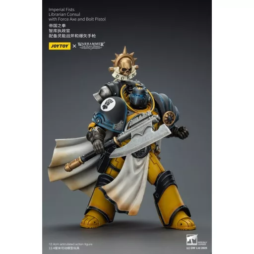Warhammer Imperial Fists Action Figure Librarian Consulwith Force Axe and Bolt Pistol 12 cm