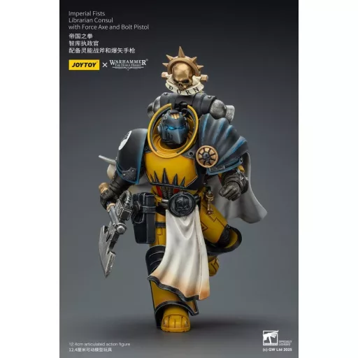 Warhammer Imperial Fists Action Figure Librarian Consulwith Force Axe and Bolt Pistol 12 cm