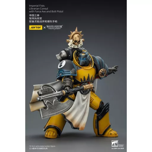 Warhammer Imperial Fists Action Figure Librarian Consulwith Force Axe and Bolt Pistol 12 cm