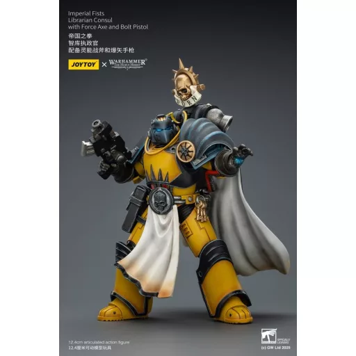 Warhammer Imperial Fists Action Figure Librarian Consulwith Force Axe and Bolt Pistol 12 cm