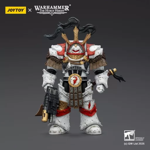 Warhammer 40,000 Action Figure White Scars Legion Praetor in Cataphractii Terminator Armour with Cyber Hawk Chogorian sword and combi-melta 14 cm