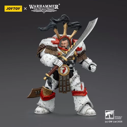 Warhammer 40,000 Action Figure White Scars Legion Praetor in Cataphractii Terminator Armour with Cyber Hawk Chogorian sword and combi-melta 14 cm