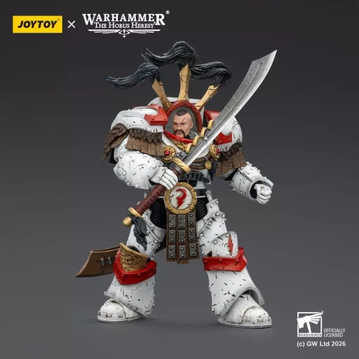 Warhammer 40,000 Action Figure White Scars Legion Praetor in Cataphractii Terminator Armour with Cyber Hawk Chogorian sword and combi-melta 14 cm