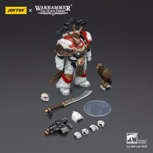 Warhammer 40,000 Action Figure White Scars Legion Praetor in Cataphractii Terminator Armour with Cyber Hawk Chogorian sword and combi-melta 14 cm