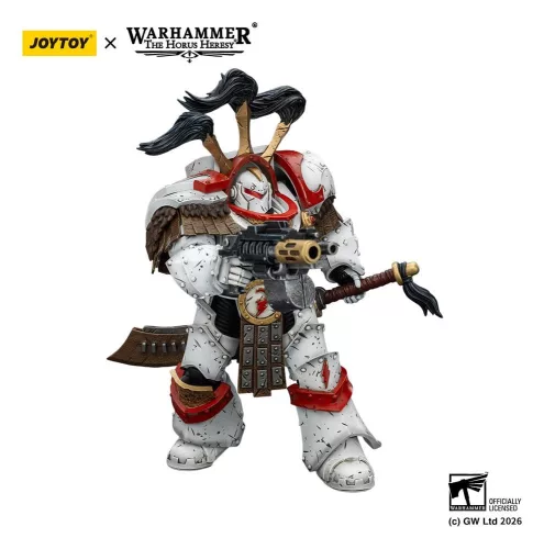Warhammer 40,000 Action Figure White Scars Legion Praetor in Cataphractii Terminator Armour with Cyber Hawk Chogorian sword and combi-melta 14 cm