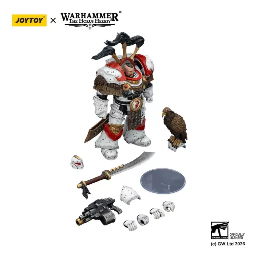 Warhammer 40,000 Action Figure White Scars Legion Praetor in Cataphractii Terminator Armour with Cyber Hawk Chogorian sword and combi-melta 14 cm