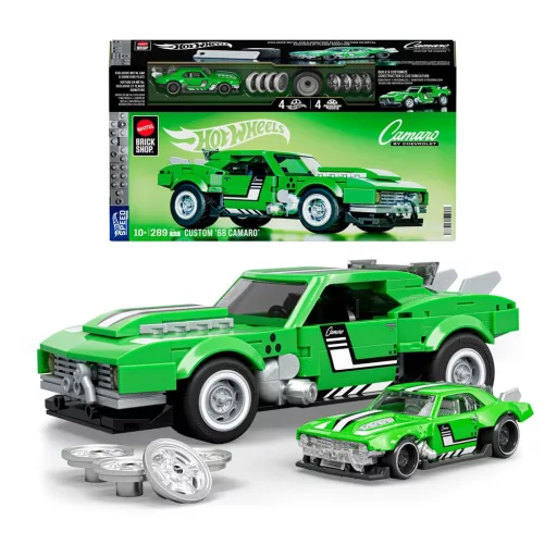 Mattel Brick Shop Hot Wheels Speed Series Építőjáték Készlet 1/32 Custom '68 Camaro