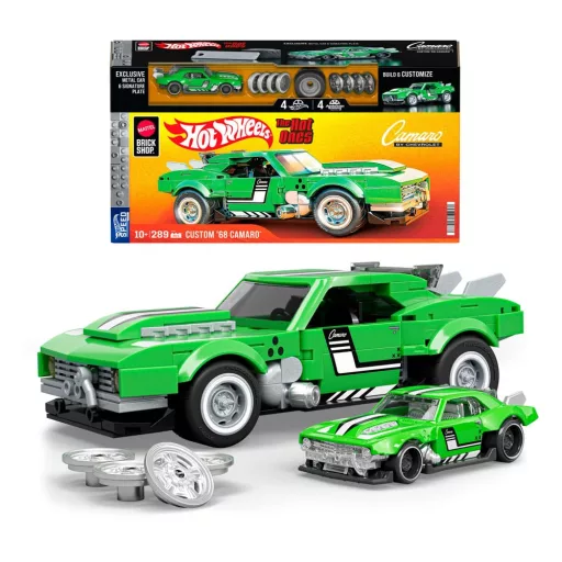 Mattel Brick Shop Hot Wheels Speed Series Építőjáték Készlet 1/32 Custom '68 Camaro