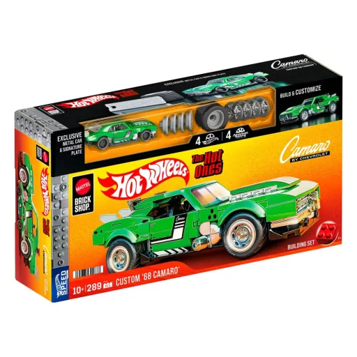 Mattel Brick Shop Hot Wheels Speed Series Építőjáték Készlet 1/32 Custom '68 Camaro