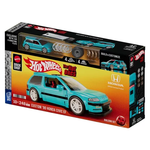 Hot Wheels Speed Series Mattel Brick Shop Építőjáték Készlet 1/32 Custom ’90 Honda Civic EF
