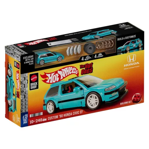 Hot Wheels Speed Series Mattel Brick Shop Építőjáték Készlet 1/32 Custom ’90 Honda Civic EF