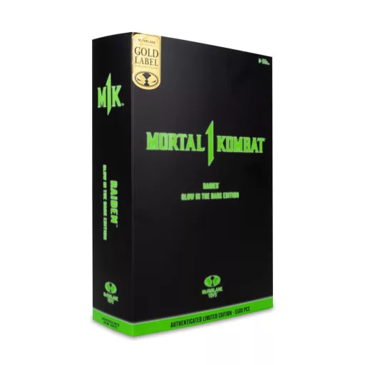 Mortal Kombat Figura Glow in the Dark Edition Raiden (Gold Label) 18 cm