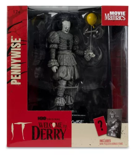 It Welcome to Derry Movie Maniacs Figure Pennywise (Black & White) 16 cm