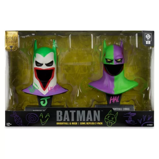 Batman DC Direct Mini Replica 1/3  2-pack Batman Cowls Hush & Knightfall (Jokerized) (Gold Label) 18 cm