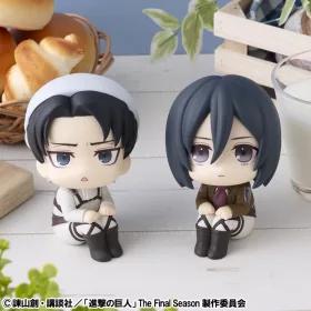   Attack on Titan Look Up PVC Statues Levi Cleaning up Ver. & Mikasa Ackerman (with gift) 11 cm