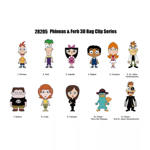 Phineas and Ferb 3D Foam Bag Clips Series 1 Display (24)