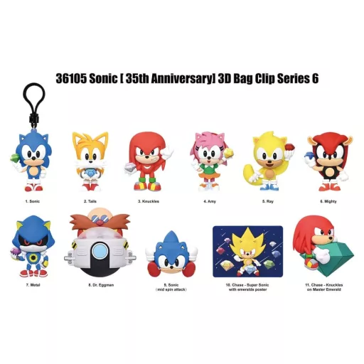 Sonic the Hedgehog 3D PVC Bag Clips Series 6 Display (24)