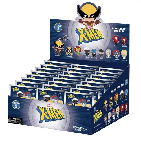 Marvel 3D Foam Bag Clips X-men Classic Series 3 Display (24)