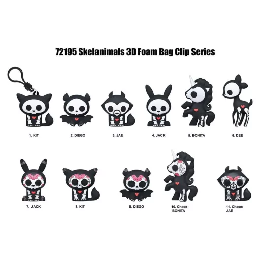 Skelanimals 3D PVC Bag Clips Series 1 Blind Bag Display (24)