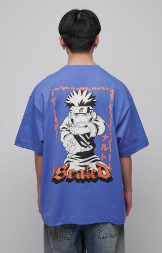 Naruto Shippuden T-Shirt Graphic Blue Size XL