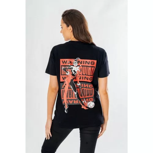 DC Comics T-Shirt Harley Quinn Front Back Warning Size S