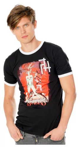Gotham City Sirens T-Shirt Crossword Black Ringer Size M