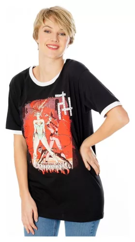 Gotham City Sirens T-Shirt Crossword Black Ringer Size M