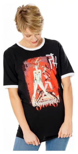 Gotham City Sirens T-Shirt Crossword Black Ringer Size XL