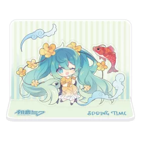   Hatsune Miku Acrylic Figure Standee Hatsune Miku Spring Time Chibi Miku with Koi 11 cm
