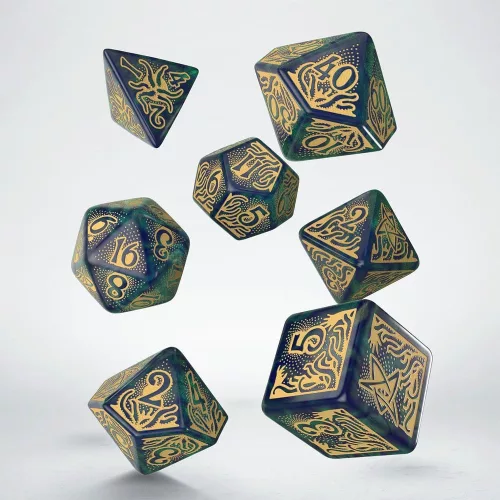 Call of Cthulhu 7th Edition Dice Set of 7 Blue-green & Gold