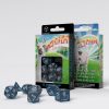 Shimmering Llama Dice Set Glittering dark Blue & White (7)