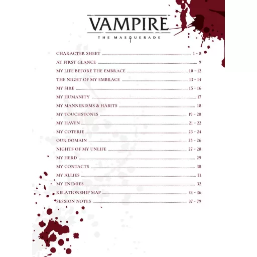 Vampire: The Masquerade 5th Edition RPG Journal Expanded Character Sheet Journal *Englische Version*