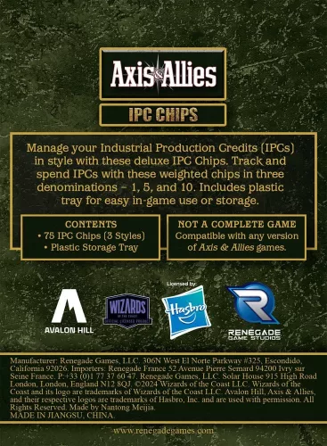 Avalon Hill board game Axis & Allies: IPC Chips Extension