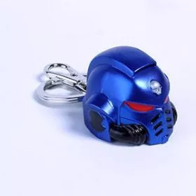   Warhammer 40K Metal Keychain Space Marine Primaris Helmet Ultramarine