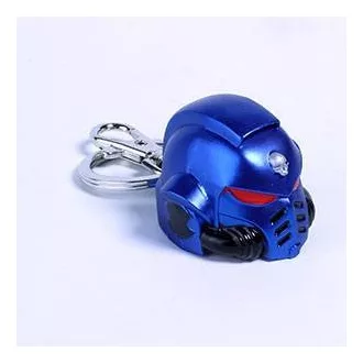   Warhammer 40K Metal Keychain Space Marine Primaris Helmet Ultramarine