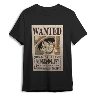 One Piece T-Shirt Monkey D. Luffy Wanted Black