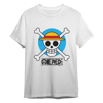 One Piece T-Shirt Circle Skull White