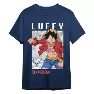 One Piece T-Shirt Monkey D. Luffy Mapa Denim