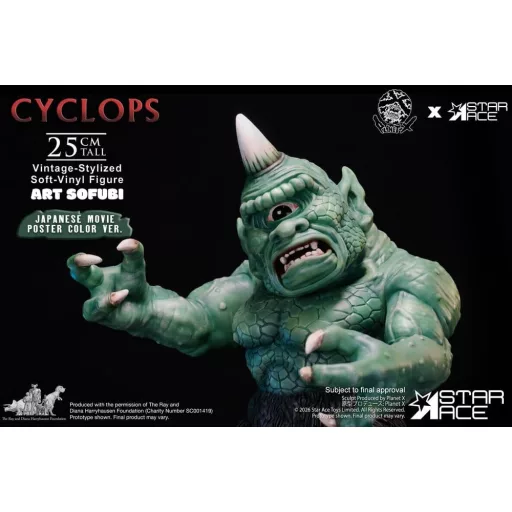 Ray Harryhausen (Art Sofubi) Soft-Vinyl Figure Cyclops Vintage-Stylized Japanese Movie Poster Color Ver. 25 cm
