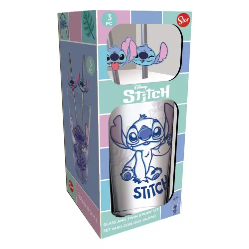 Lilo & Stitch Glass Tumbler with Straws Stitch 485 ml